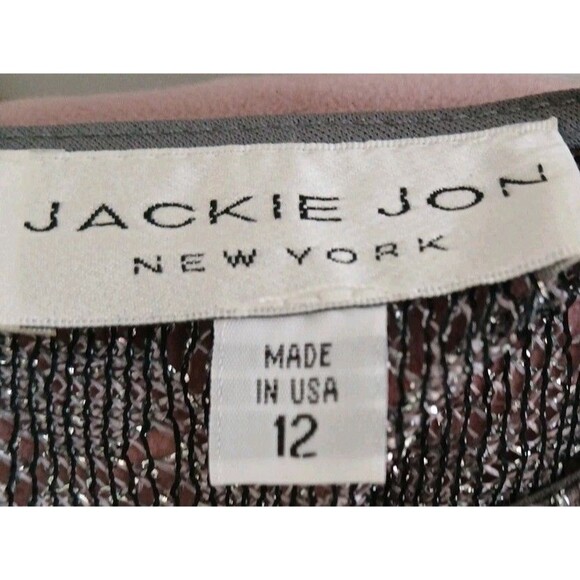 JACKIE JON NEW YORK SILVER LACE FRINGE LINED SHEER  PARTY DRESS W SZ 12 - Picture 12 of 16